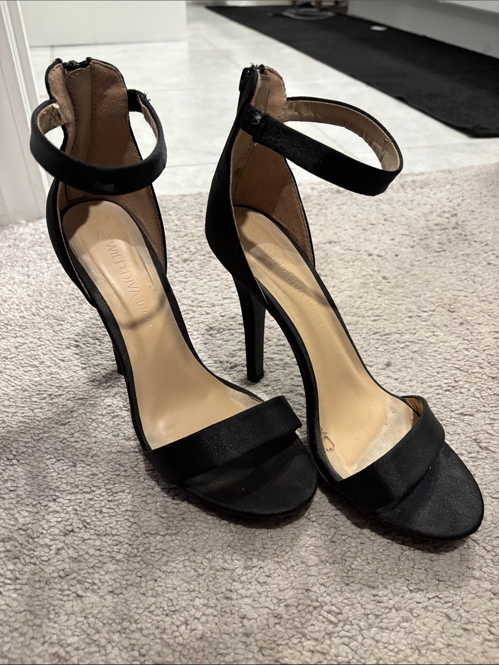 Black Ankle-Strap High Heel Sandals